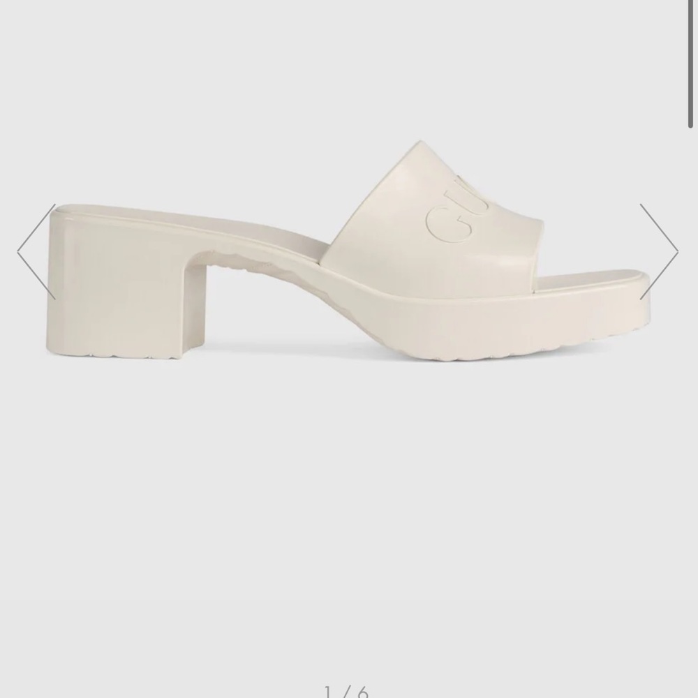 Gently Used Authentic Gucci Rubber Slide Sandal in Mystic White - Size 36